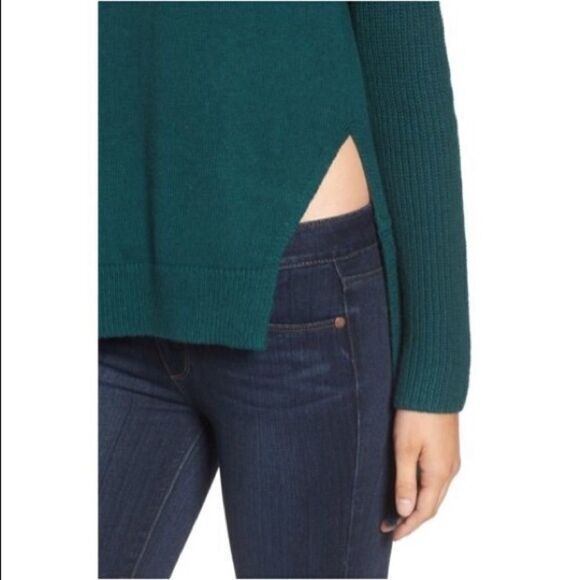 Nwt-Trouve Asymmetrical Hem Green Sweater - Picture 4 of 8
